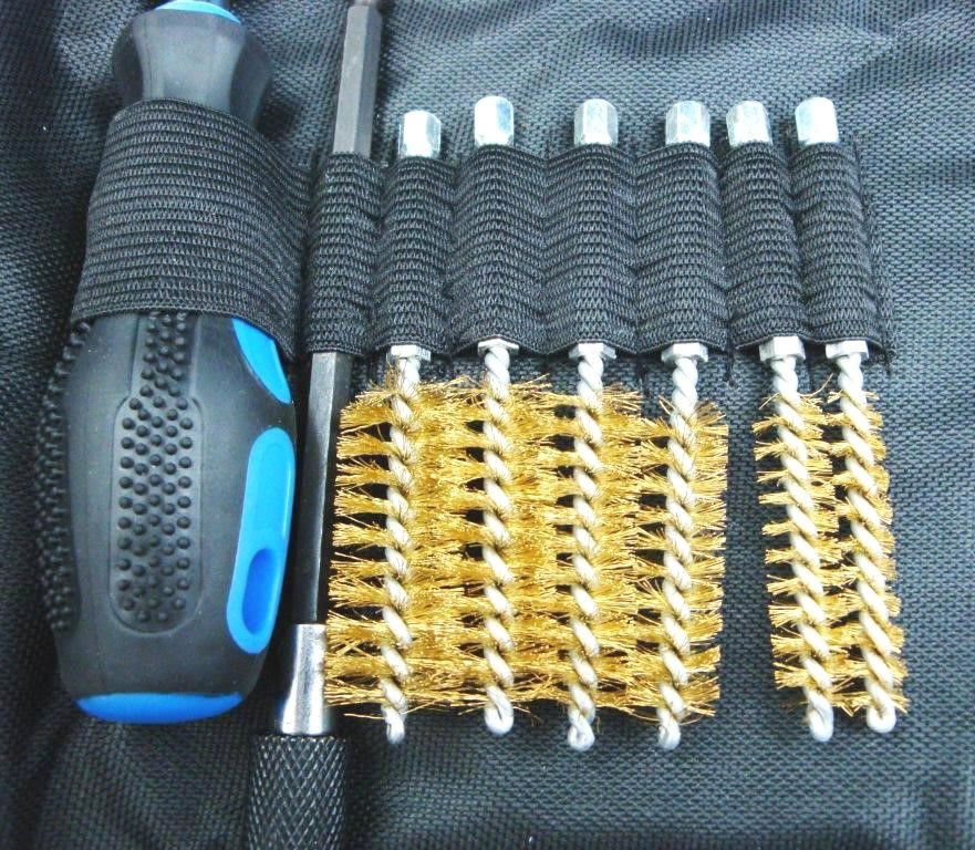 SPIRAL BRUSH SET 20PC DETAIL BRASS STAINLESS STEEL NYLON 150mm EXTENSION - TOOLZONE KDPBR053