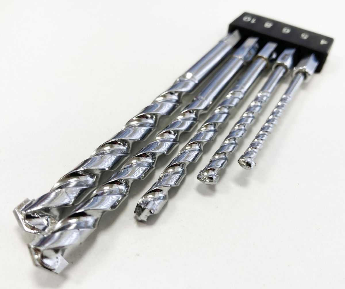 MASONRY DRILL BIT SET 5PC HEX SHANK 4-10mm TCT TIPPED - TOOLZONE KDPDR028