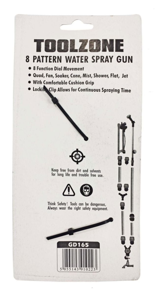 WATER SPRAY GUN 8 PATTERN - TOOLZONE KDPGD165