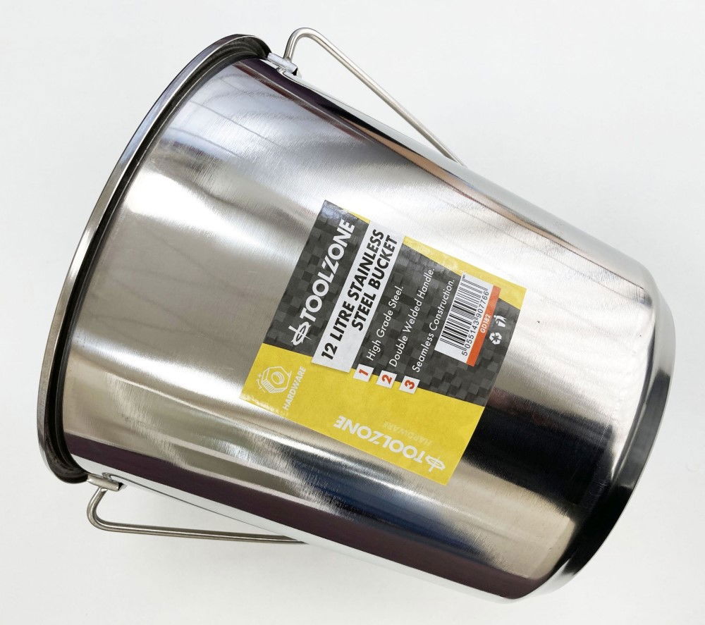 STAINLESS STEEL BUCKET 12 litre - TOOLZONE KDPGD182