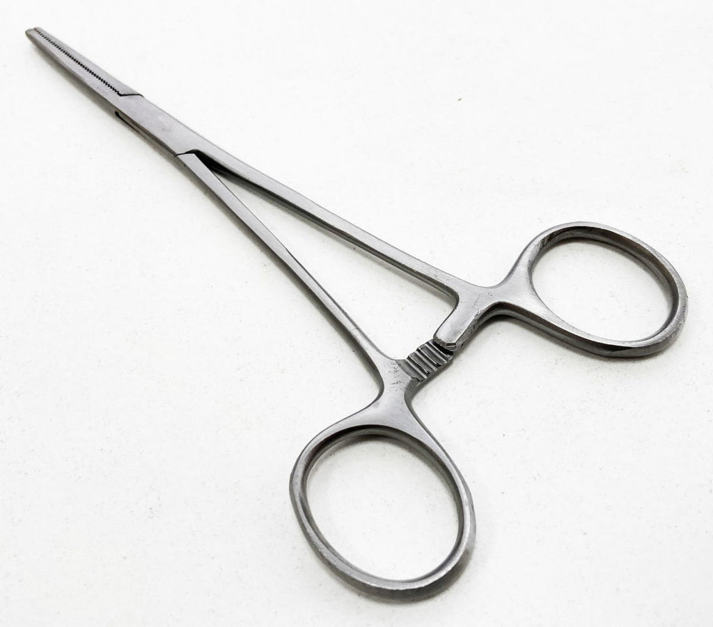 STRAIGHT FORCEPS 150mm STAINLESS STEEL LOCKING SERRATED JAW - TOOLZONE KDPHB218