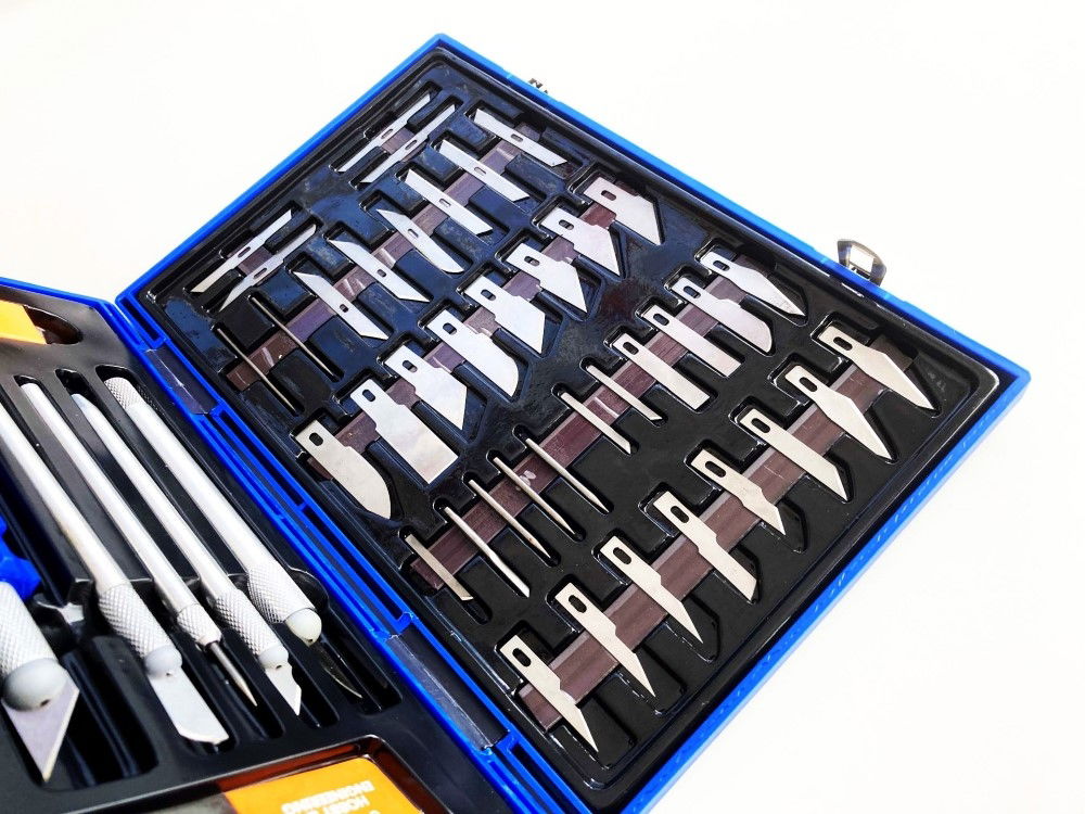 PRECISION HOBBY KNIFE SET 51 PIECE ALUMINIUM AND PLASTIC HANDLES 13 BLADES - TOOLZONE KDPHB245
