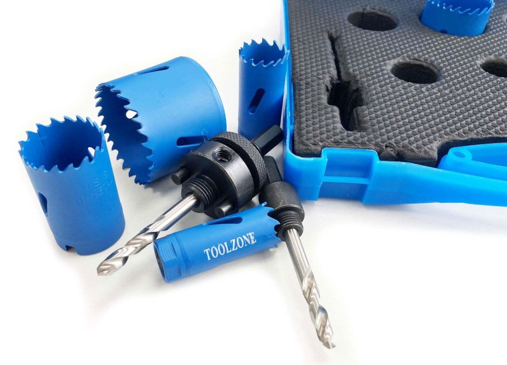 HOLE SAW SET ELECTRICIANS 9pc HSS M3 SIZES 18-51mm - TOOLZONE KDPHS028