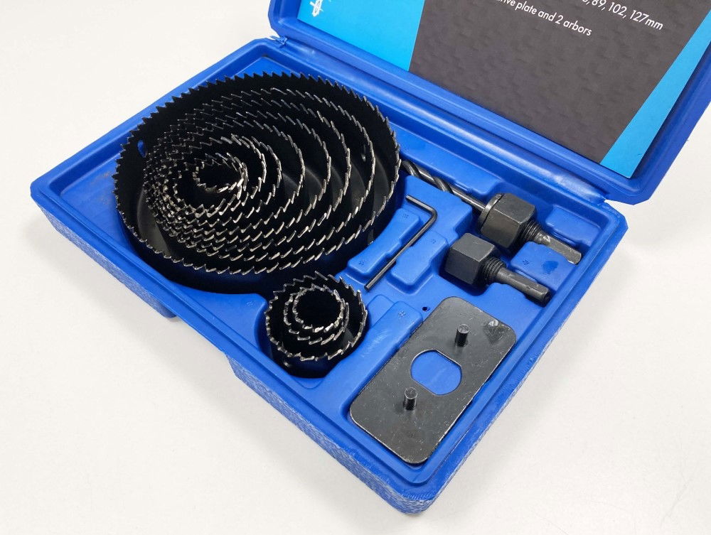 HOLE SAW SET 16pc CARBON STEEL SIZES 19-127mm - TOOLZONE KDPHS034