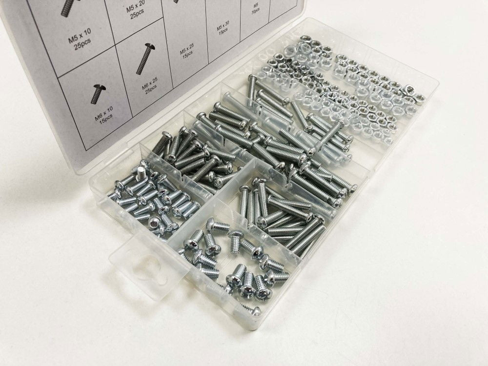 NUTS AND BOLTS ASSORTMENT 220pc M5-M6 VARIOUS LENGTHS - TOOLZONE KDPHW020
