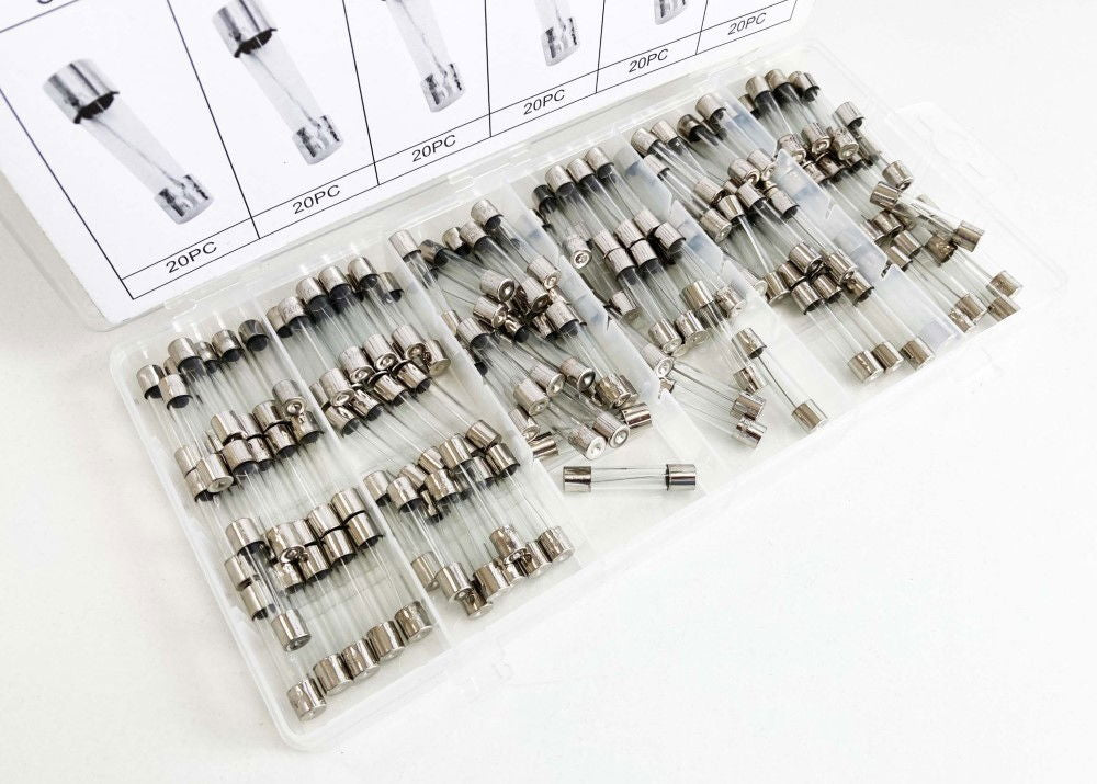 GLASS FUSE ASSORTMENT 120pc 6x30mm IN STORAGE BOX - TOOLZONE KDPHW187