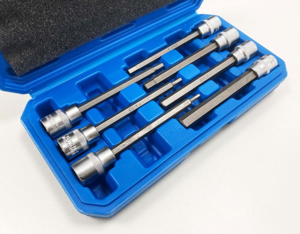 HEX BIT SET LONG 3/8 DRIVE 7pc H3-H10 110mm CHROME VANADIUM - TOOLZONE KDPHX014