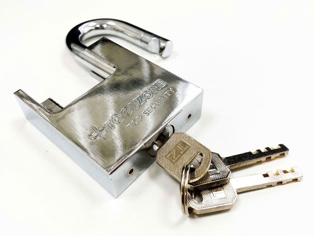 PADLOCK PROTECTED SHACKLE STEEL 60mm WITH 3 KEYS - TOOLZONE KDPLK045