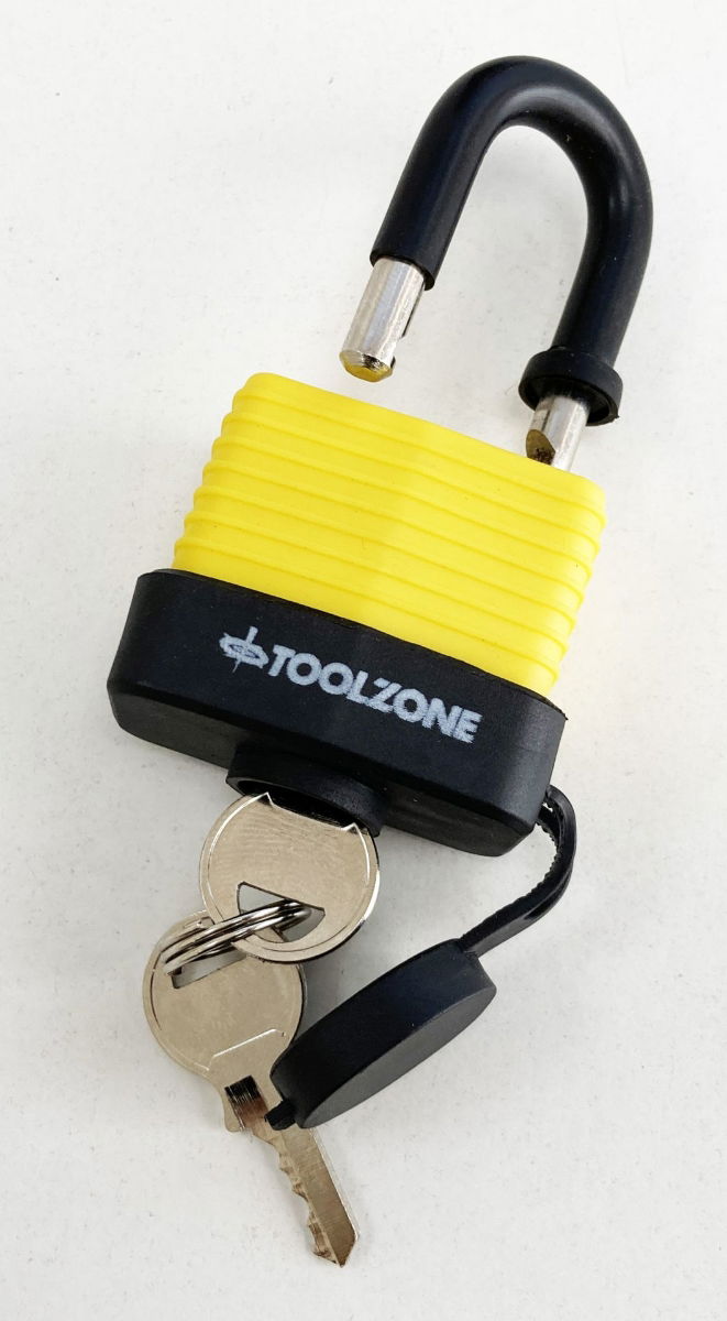 PADLOCK WATERPROOF LAMINATED 40mm 6mm SHACKLE WITH 2 KEYS - TOOLZONE KDPLK100