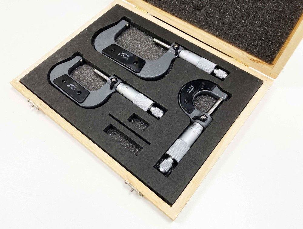 MICROMETER SET 3PC 0-75mm 0.01mm GRADUATIONS - TOOLZONE KDPMS058