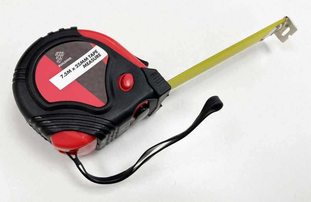 TAPE MEASURE 7.5m x 25mm RUBBER COATED METRIC AND IMPERIAL - TOOLZONE KDPMS124