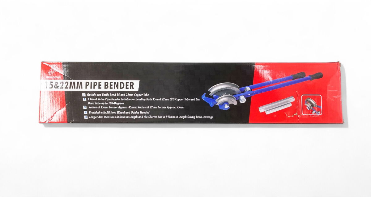 PIPE BENDER 15mm AND 22mm UP TO 180° 600mm HANDLES - TOOLZONE KDPPB050