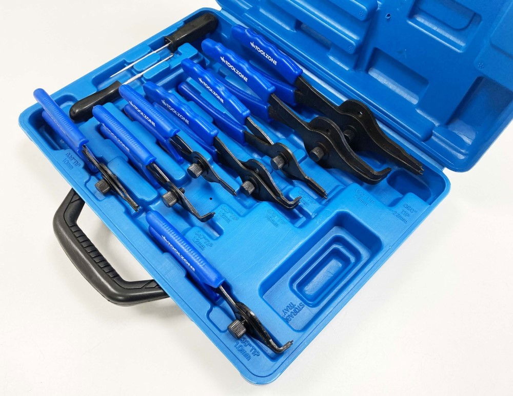 CIRCLIP PLIER SET 11PC HEAT TREATED STEEL WITH STORAGE CASE - TOOLZONE KDPPL136