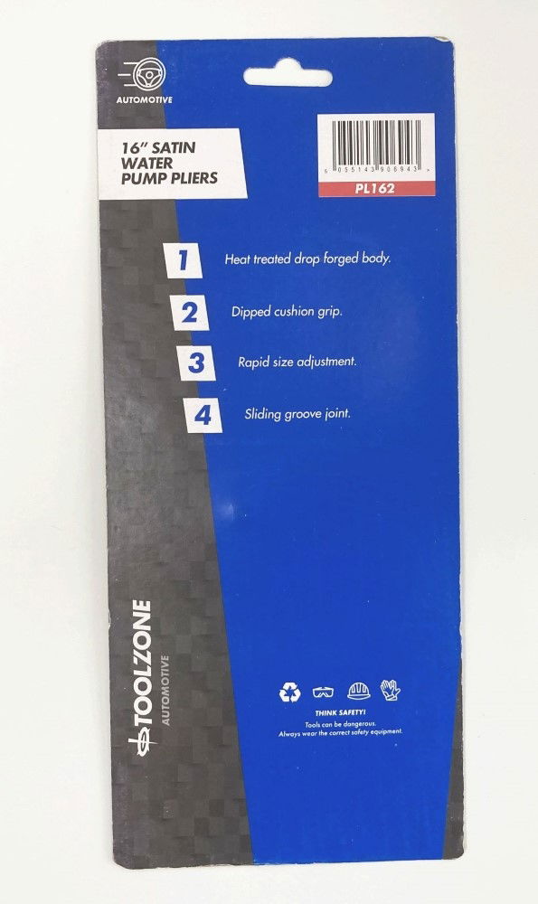 WATER PUMP PLIERS 16 SATIN FINISH GROOVE JOINT - TOOLZONE KDPPL162