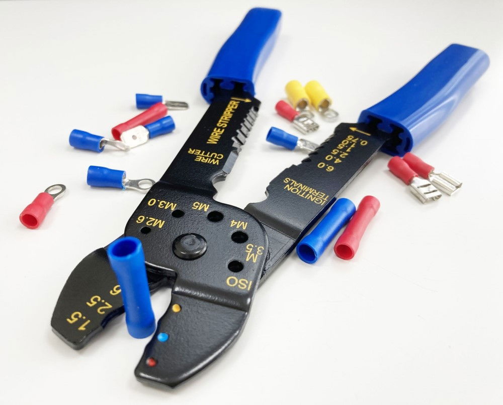 CRIMPING TOOL AND TERMINAL SET 101PC INSULATED TERMINALS 22-10 awg - TOOLZONE KDPPL262