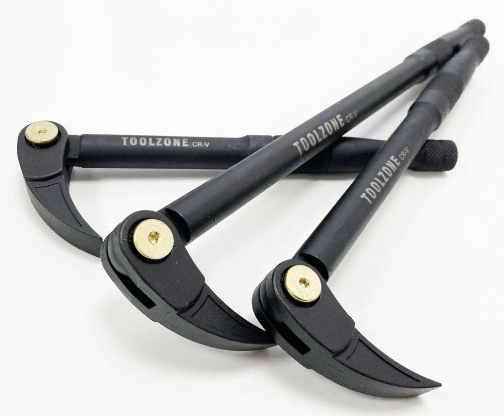 PRY BAR SET 3PC ADJUSTABLE 250mm-380mm 180° FLEXIBLE FOOT - TOOLZONE KDPPN009