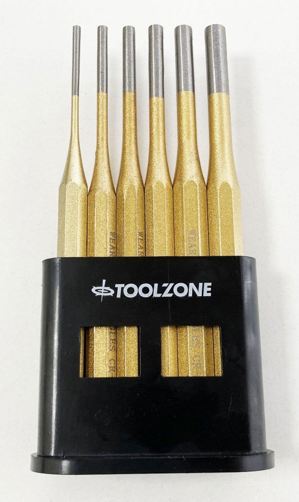 PIN PUNCH SET 6PC 3mm, 4mm, 5mm, 6mm, 7mm, 8mm CHROME VANADIUM - TOOLZONE KDPPN101