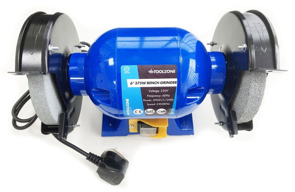 BENCH GRINDER 6 375W 1/2HP 230V WITH FINE AND COARSE WHEELS - TOOLZONE KDPPW057