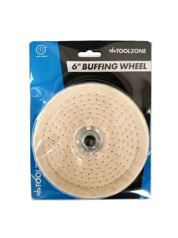 BUFFING MOP 6 COTTON CALICO 80 LAYERS WITH ARBOUR AND FLANGES - TOOLZONE KDPPW065