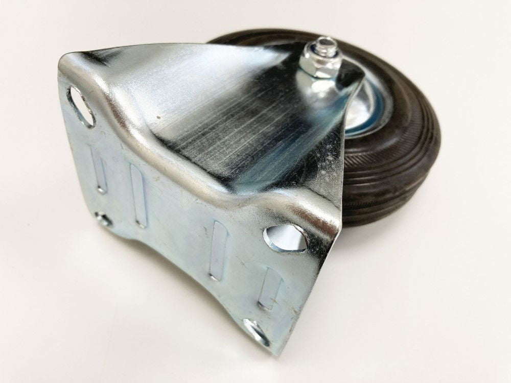 CASTOR FIXED 5 125mm RUBBER WHEEL STEEL PLATE 80kg - TOOLZONE KDPRM011