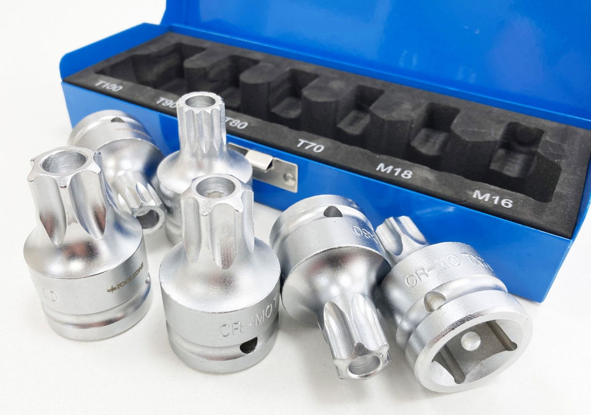 SPLINE AND STAR BIT SET 6PC 3/4 DRIVE T70-T100 M16 M18 - TOOLZONE KDPSD069