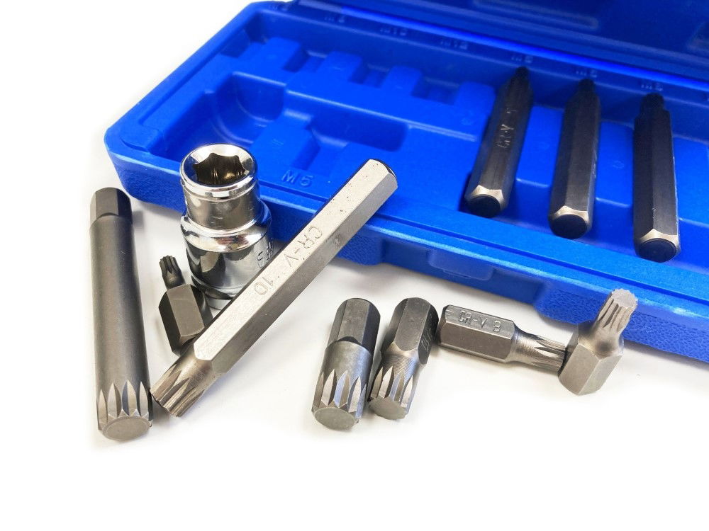 SPLINE BIT SET 11PC CRV M5-M12 30mm 75mm - TOOLZONE KDPSD098