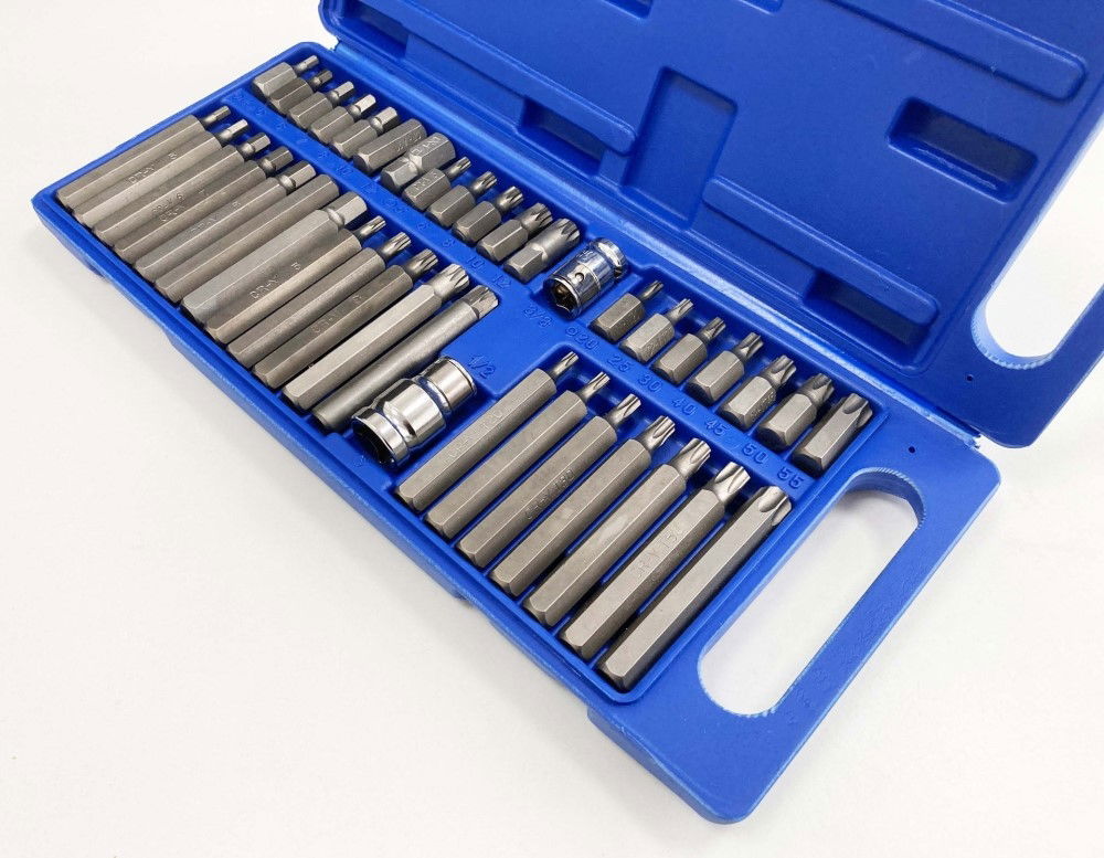 HEX STAR SPLINE BIT SET 40PC 30mm 75mm 3/8 1/2 DRIVE - TOOLZONE KDPSD140