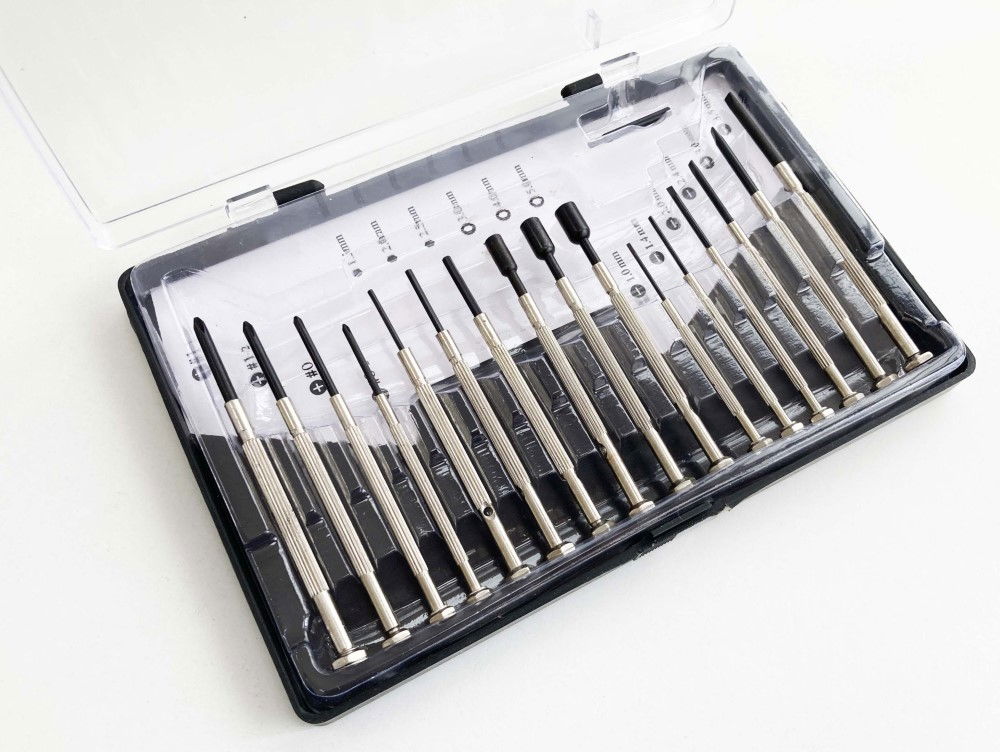 PRECISION SCREWDRIVER SET 16PC PHILLIPS 00-2 SLOT 1-3.5mm HEX 1.5-2.5 STAR 3-5 - TOOLZONE KDPSD212