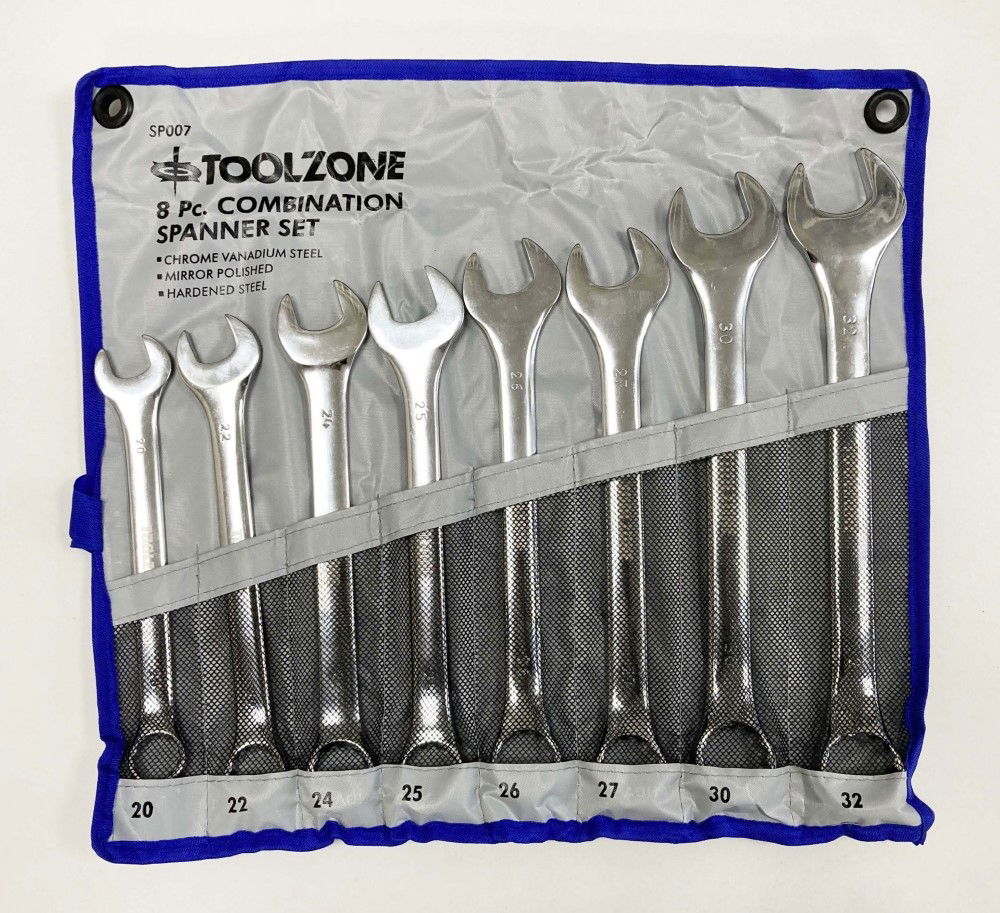 JUMBO SPANNERS SET 8PC 20-32mm CHROME VANADIUM - TOOLZONE KDPSP007