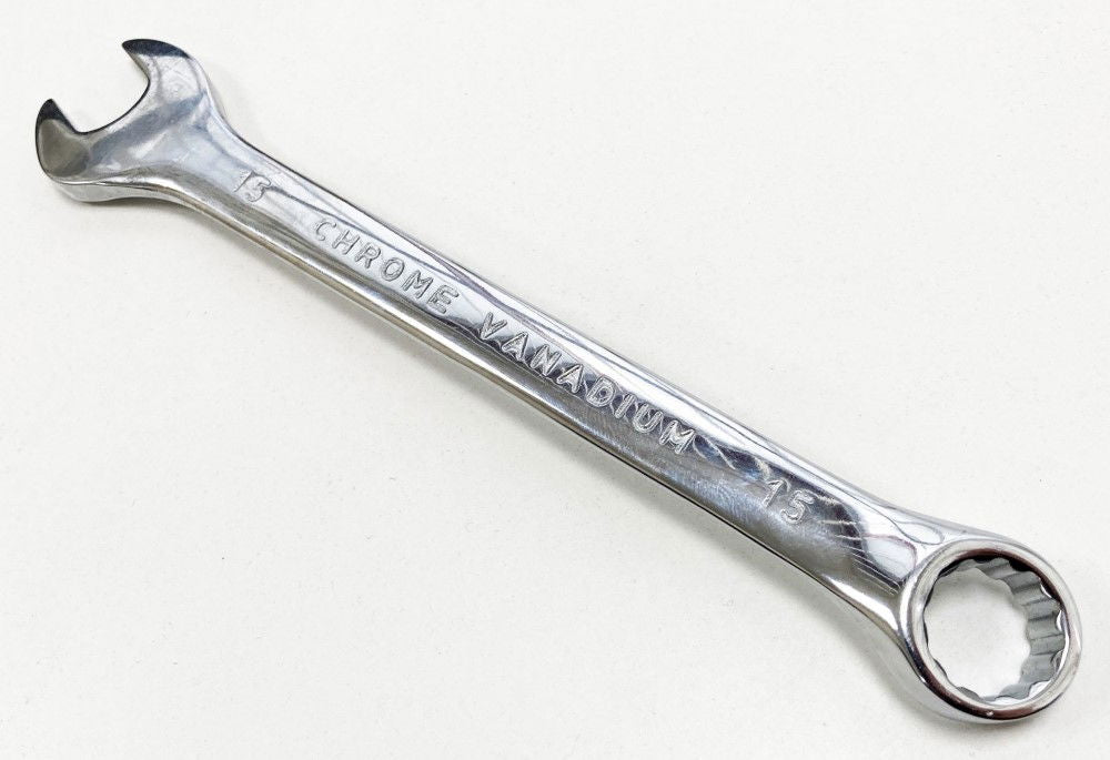 COMBINATION SPANNER 15mm CHROME VANADIUM POLISHED - TOOLZONE KDPSP018