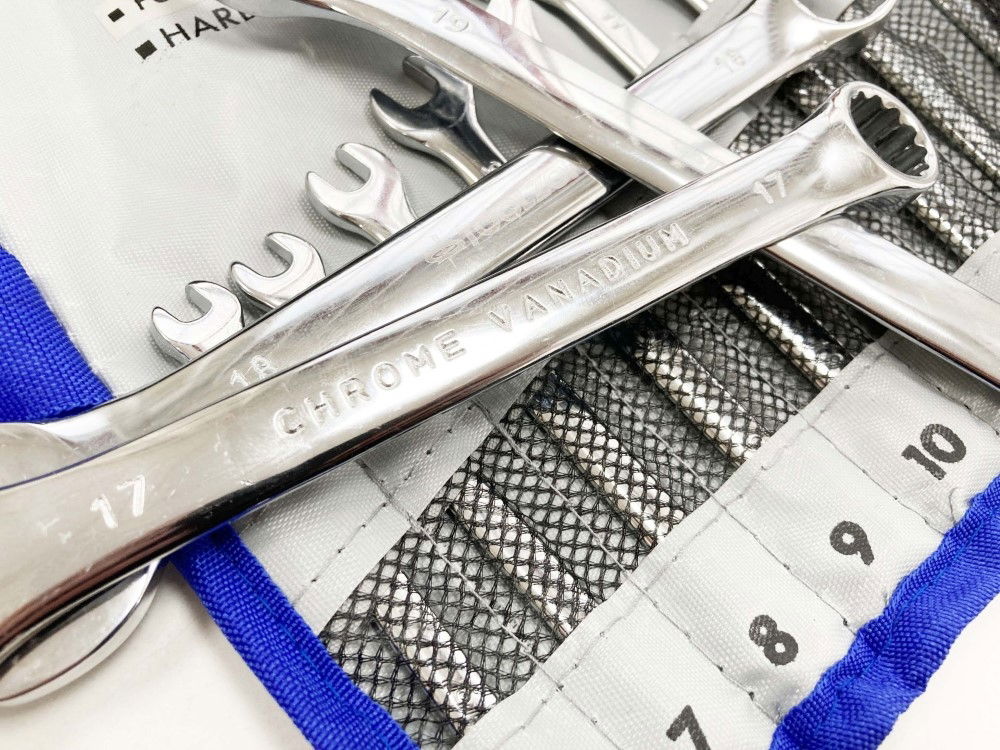 COMBINATION SPANNER SET 15PC 6-19mm 22mm CHROME VANADIUM SATIN - TOOLZONE KDPSP020