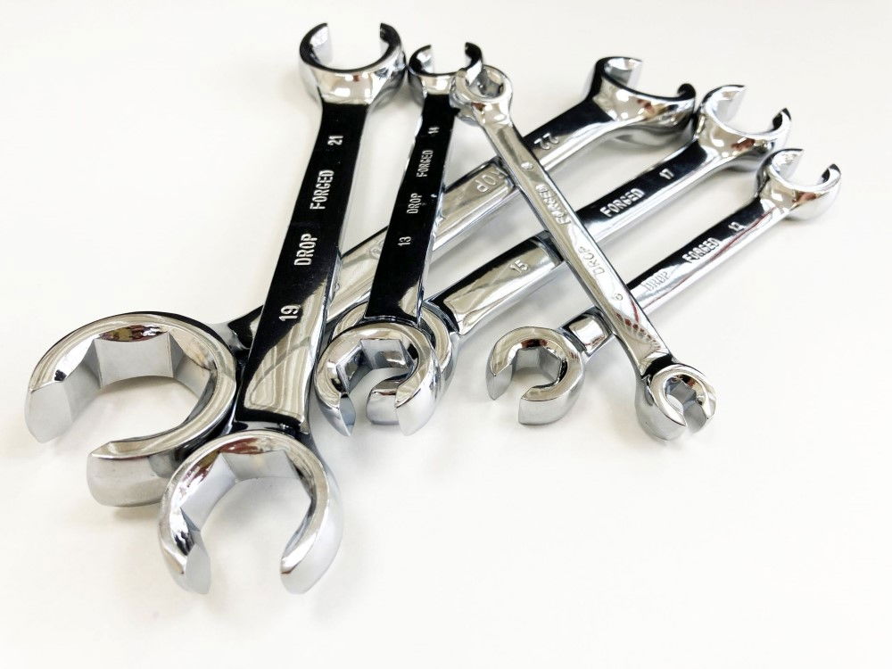 FLARE NUT WRENCH SPANNER SET 6PC 6x8mm TO 22x24mm CHROME VANADIUM POLISHED - TOOLZONE KDPSP034