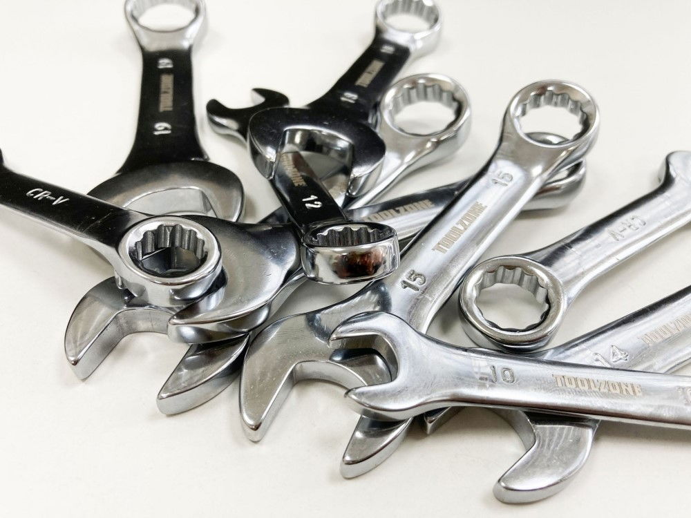 STUBBY SPANNER SET 10PC 10 TO 19mm FULLY POLISHED CHROME VANADIUM - TOOLZONE KDPSP111