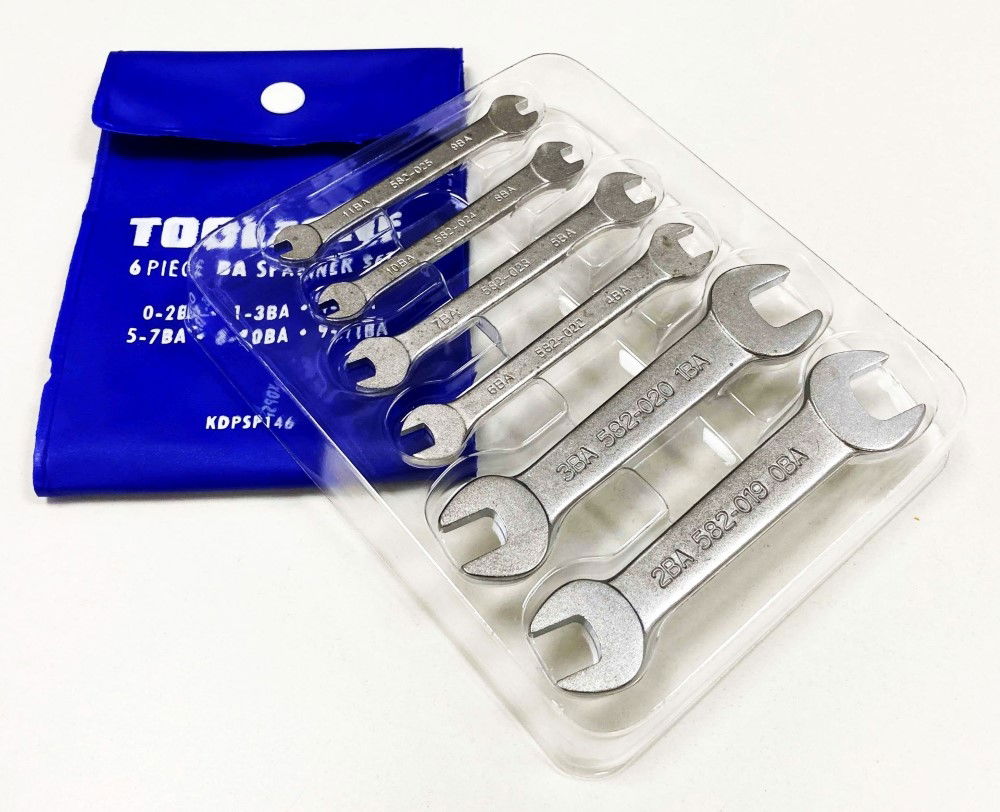 OPEN ENDED MIDGET SPANNER SET 6pc BA DOUBLE ENDED SATIN FINISH - TOOLZONE KDPSP146