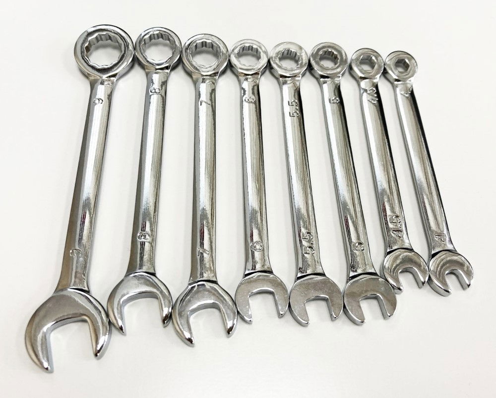 COMBINATION SPANNER SET 8pc MINI 4-9mm CARBON STEEL CHROME PLATED - TOOLZONE KDPSP157
