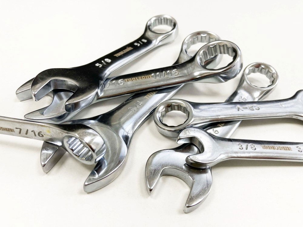 COMBINATION SPANNER SET 7pc AF STUBBY CHROME VANADIUM IN RACK - TOOLZONE KDPSP161