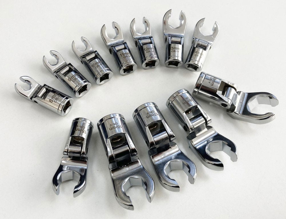 FLEX CROWFOOT SPANNER SET 12pc 3/8 DRIVE 8-19mm CHROME VANADIUM - TOOLZONE KDPSP170