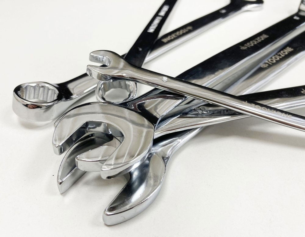 COMBINATION SPANNER SET 12pc EXTRA LONG 8-19mm CHROME VANADIUM IN POUCH - TOOLZONE KDPSP174
