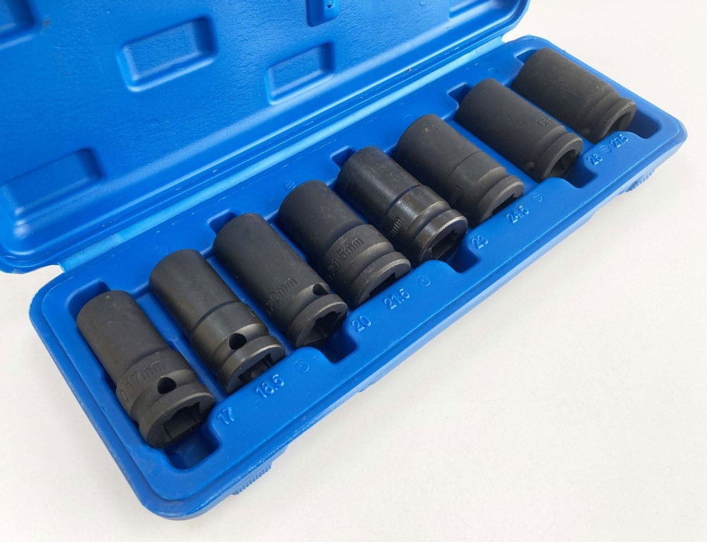 IMPACT NUT WHEEL LOCK REMOVER SET 1/2 DR 8pc 17-27.5mm CHROME MOLYBDENUM - TOOLZONE KDPSS002