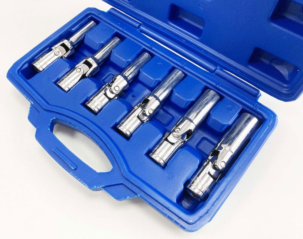 GLOW PLUG SOCKET SET 3/8 DRIVE 6pc 8-16mm 85mm UNIVERSAL JOINT - TOOLZONE KDPSS011