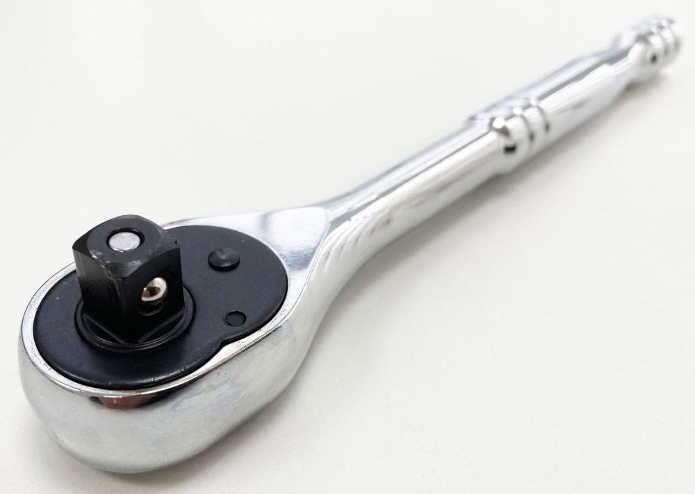 RATCHET HANDLE 3/8 DRIVE PROFESSIONAL POLISHED 200mm CRV QUICK RELEASE - TOOLZONE KDPSS053