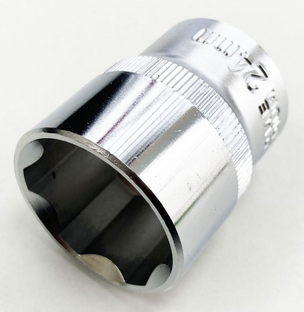 SOCKET 1/2 DRIVE 24mm CRV SATIN SINGLE HEX - TOOLZONE KDPSS083