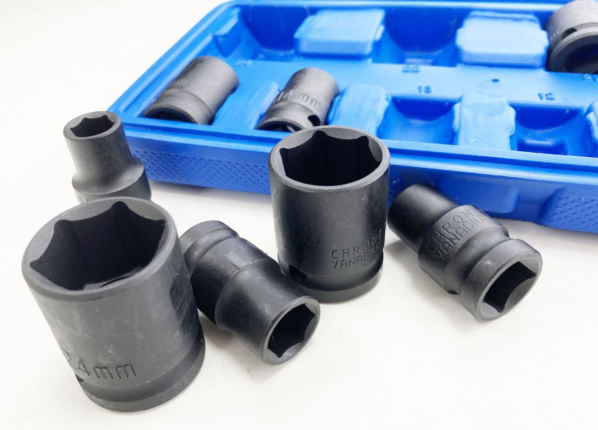 IMPACT SOCKET SET 1/2 DRIVE SHALLOW 10 PIECES 10-24mm - TOOLZONE KDPSS125