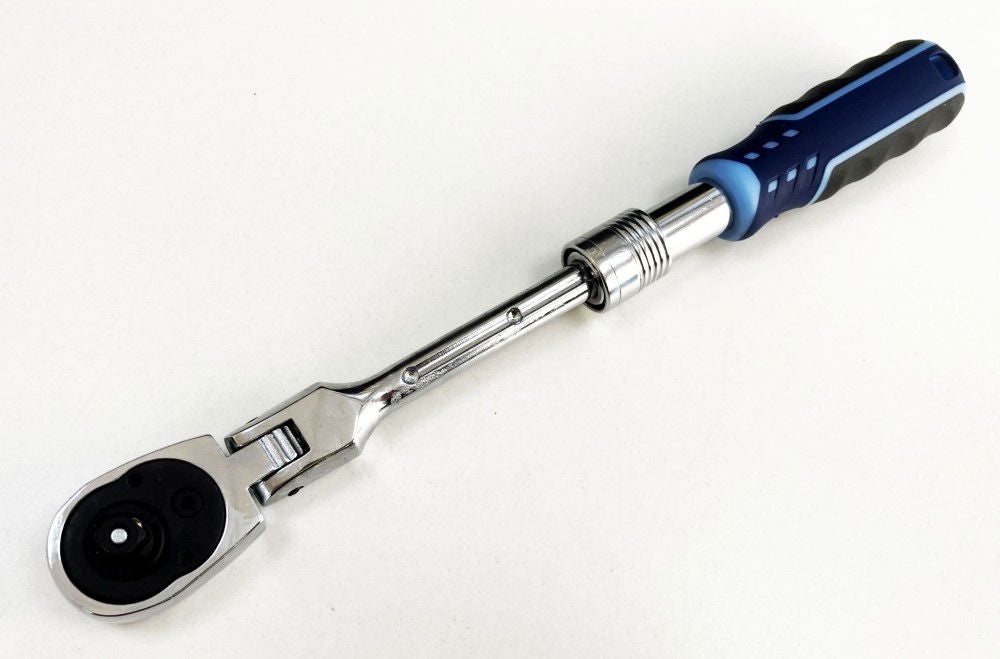 RATCHET FLEXI HEAD EXTENDABLE 1/4 DRIVE 180-230mm SOFTGRIP CRV - TOOLZONE KDPSS222