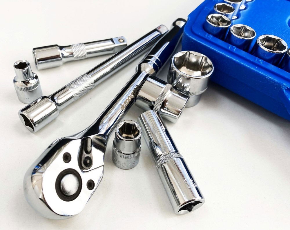 SOCKET SET 3/8 DRIVE MM AND AF 50 PIECES SHALLOW AND DEEP CRV - TOOLZONE KDPSS226