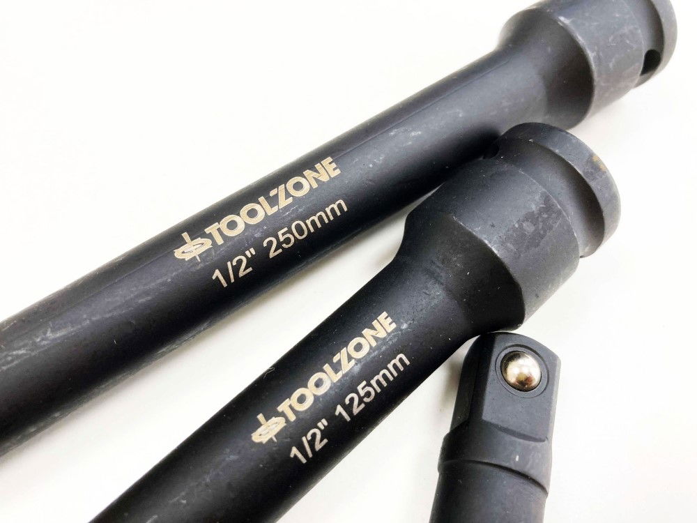 IMPACT EXTENSION BAR SET 1/2 DRIVE 3 PIECES 75mm 125mm 250mm CRV - TOOLZONE KDPSS236