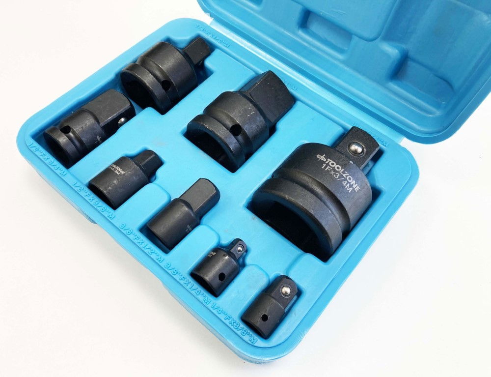 IMPACT ADAPTOR SET 8 PIECES 1/4 TO 1 DRIVE IN BLOW MOLD CASE - TOOLZONE KDPSS243