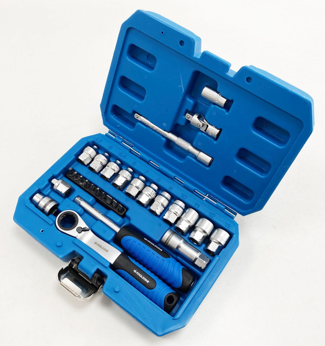 GO THROUGH SOCKET SET 29 PIECES 1/4 DRIVE WITH BITS IN STORAGE CASE - TOOLZONE KDPSS261