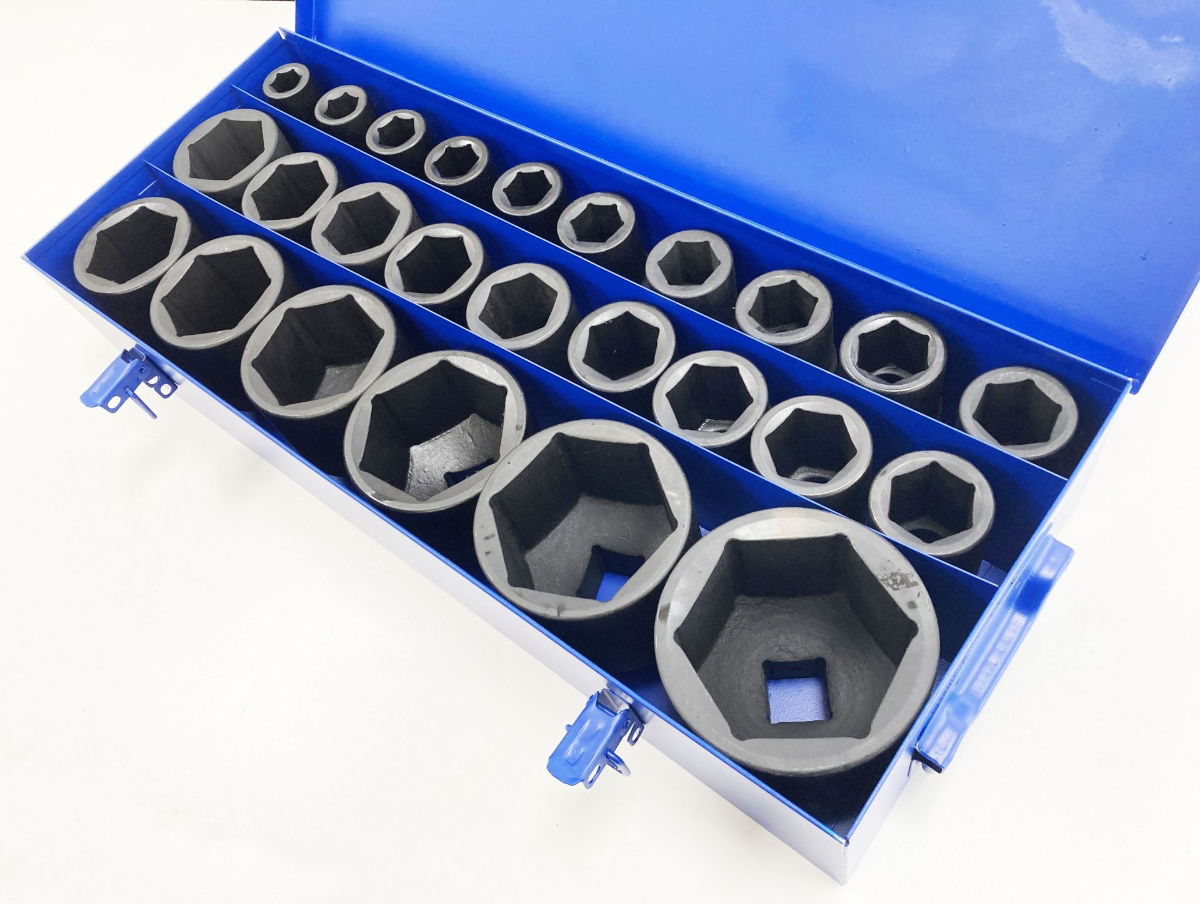 DEEP IMPACT SOCKET SET 25 PIECES 1 DRIVE 17mm-75mm CHROME MOLYBDENUM - TOOLZONE KDPSS263
