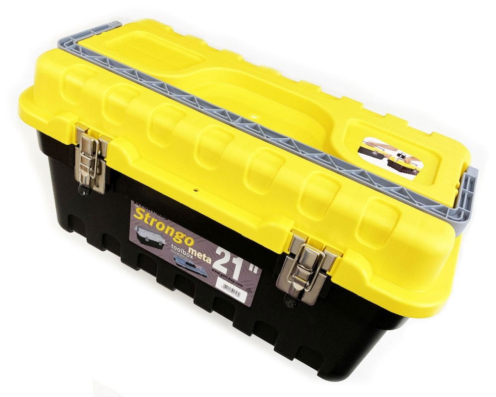 TOOLBOX STRONGO 21 HEAVY DUTY WITH METAL CLASPS AND CARRY TRAY - TOOLZONE KDPTB087